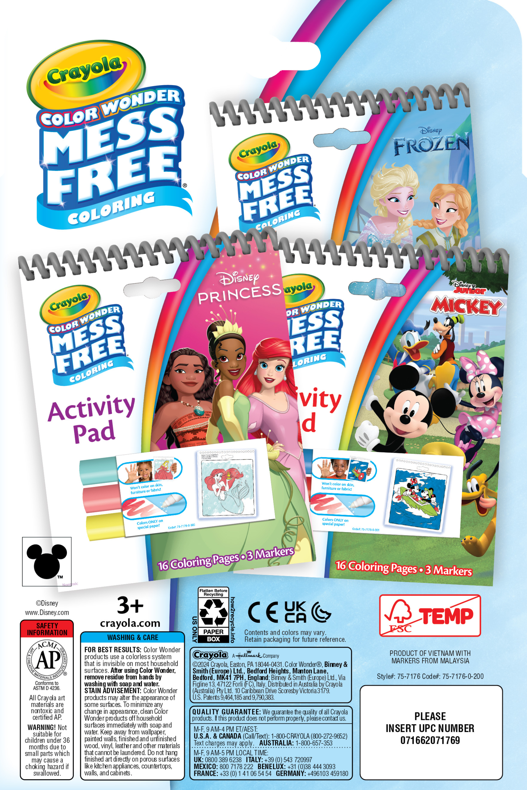 Color Wonder Mess Free Disney Activity Pads, 3 Count
