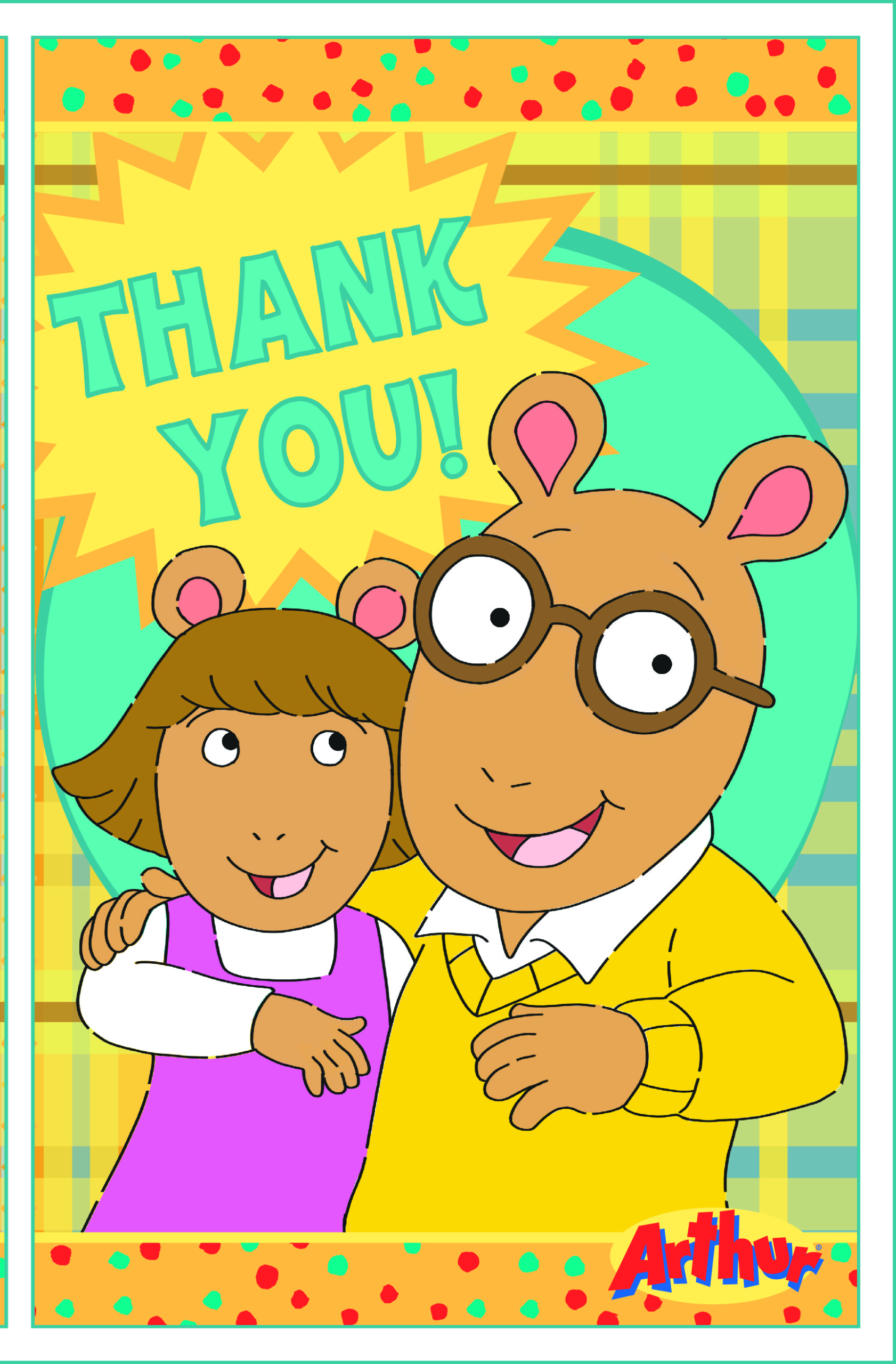 Arthur "Thank You" Greeting Card PBS Kids Characters