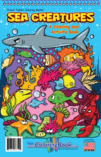 Sea Creatures Travel Tablet Coloring Book