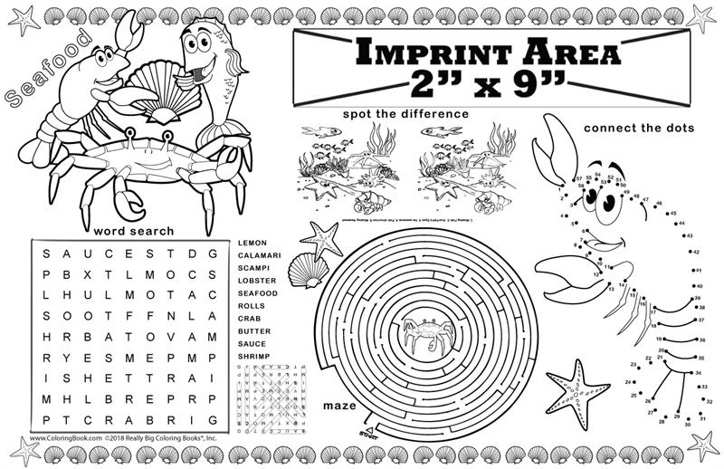 Seafood Restaurant Coloring Placemat