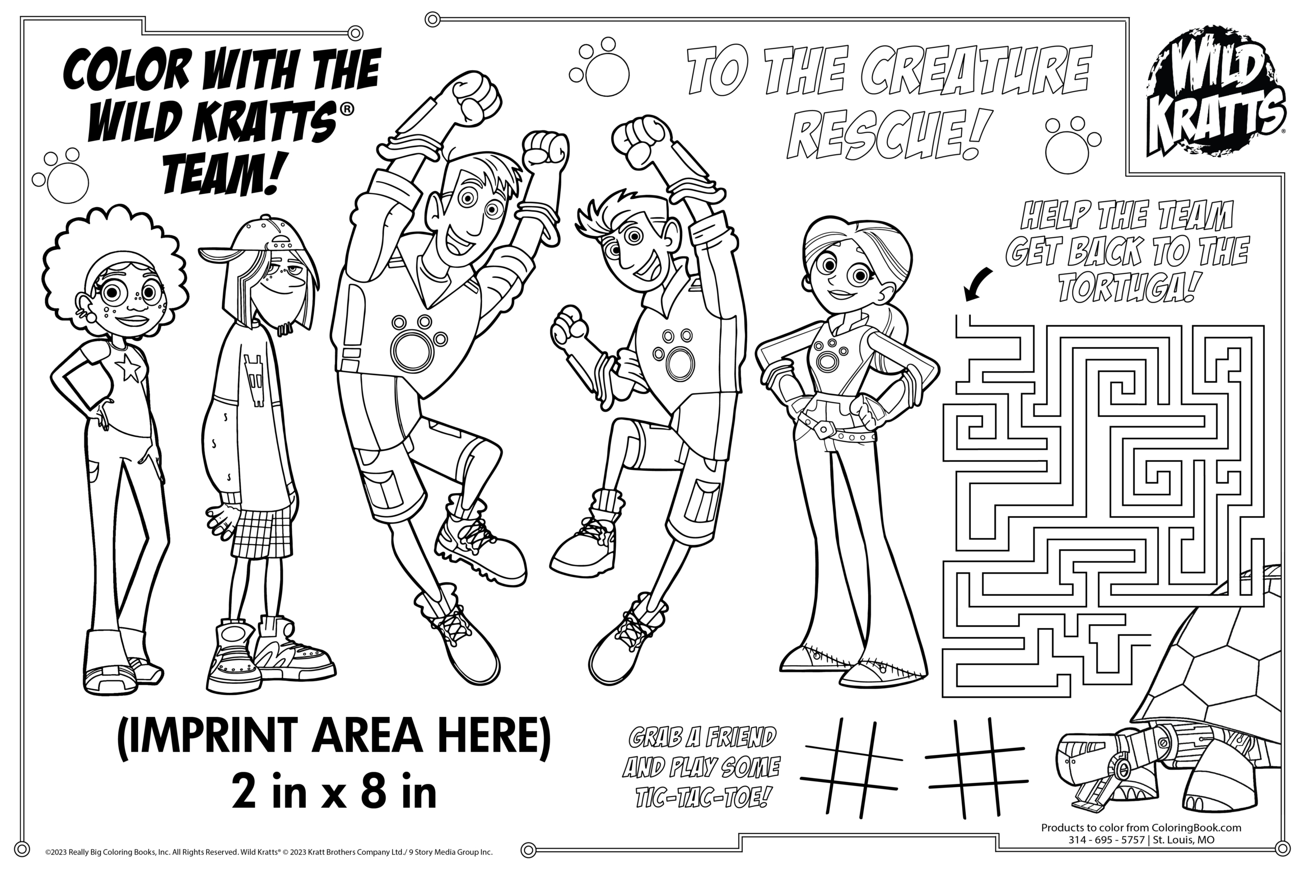 Color with the Wild Kratts Team, to the Creature Rescue Placemat
