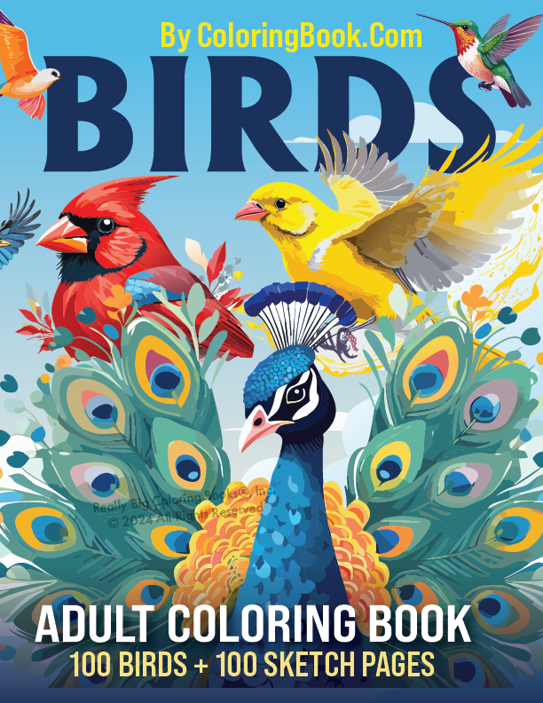 The highest quality Birds Adult Coloring Book on the market.