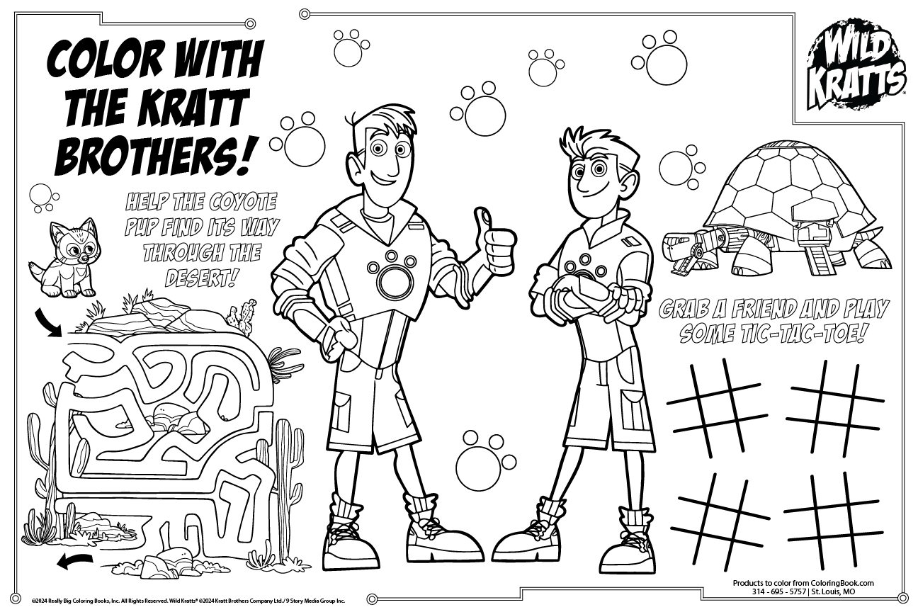 Color With The Kratt Brothers Animal Friends Placemat