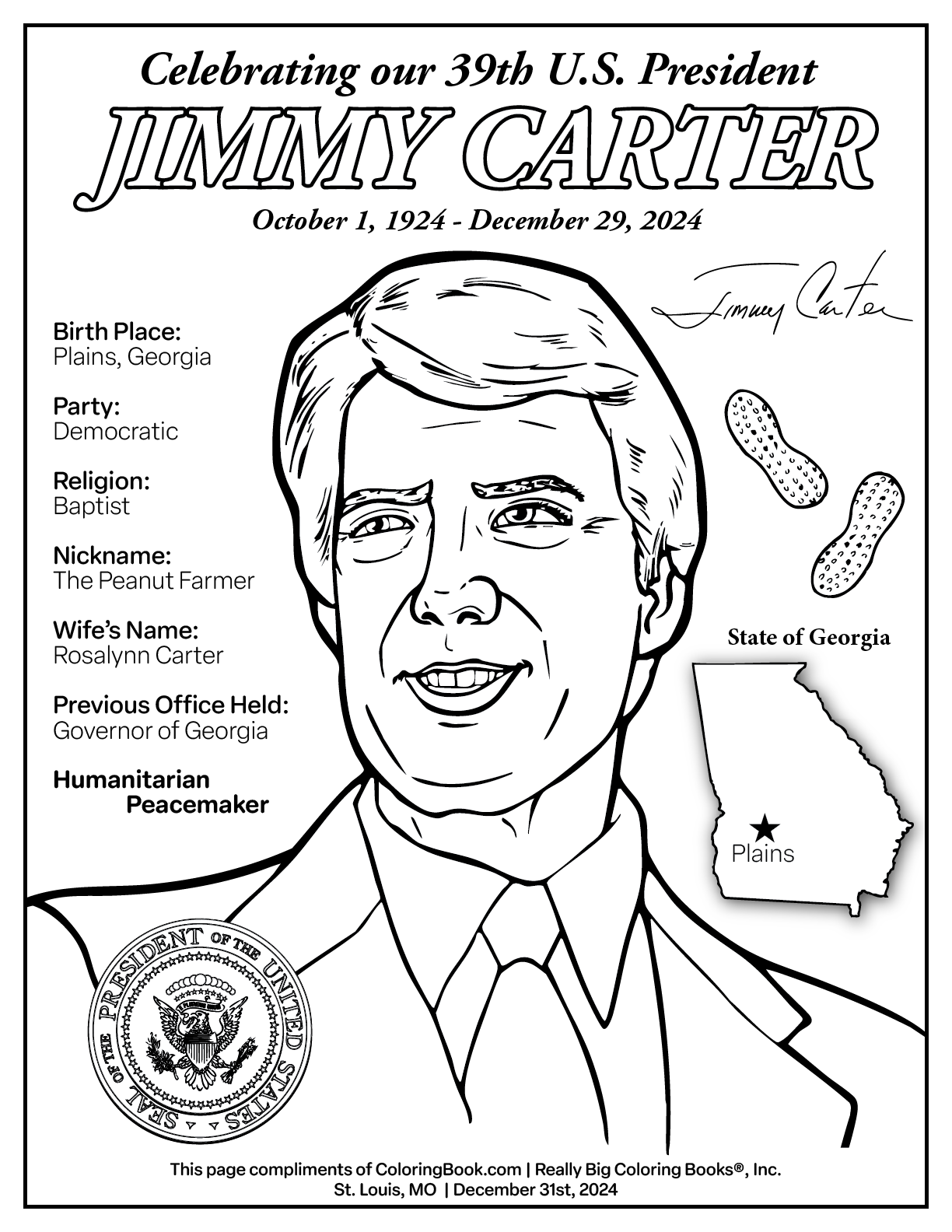 Jimmy Carter President Coloring Page